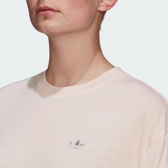 Adidas Cropped Tee in Pink Tint - Picture 7 of 11